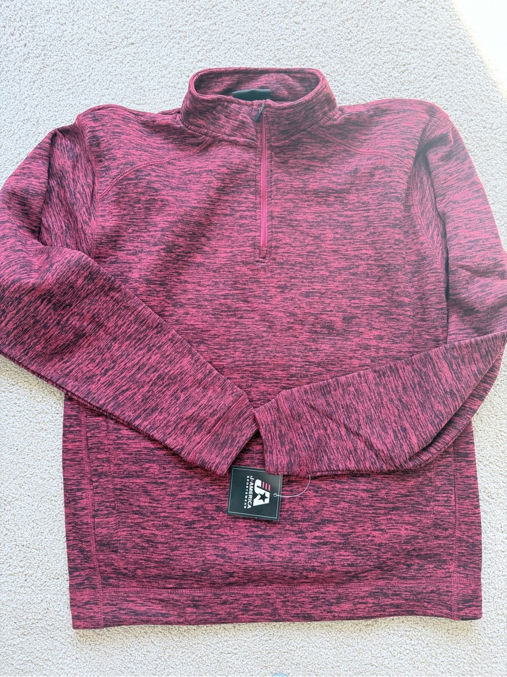 Men's Half-Zip Pullover Sweater - Marled Burgundy
